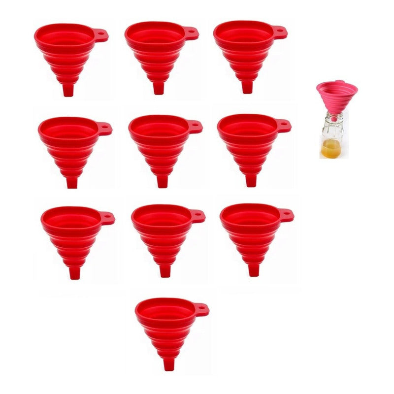 Pack X10 Embudo Plastico Embudo De Silicona Plegable Embudo