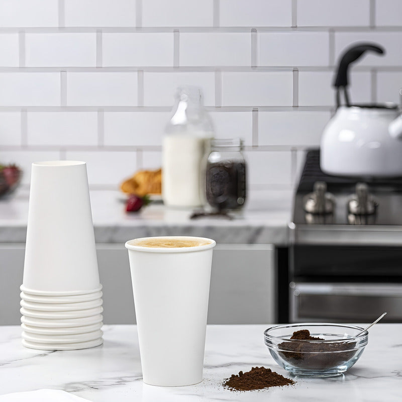 50 Vasos Polipapel Vaso Sin Tapa Vaso Blanco Vaso Cafe 16oz Blanco / Vaso Polipapel 16 Oz