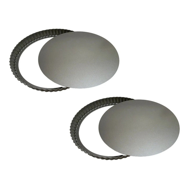 Pack X2 Molde Desmontable Moldes Para Tartaleta 30 Cm Gris
