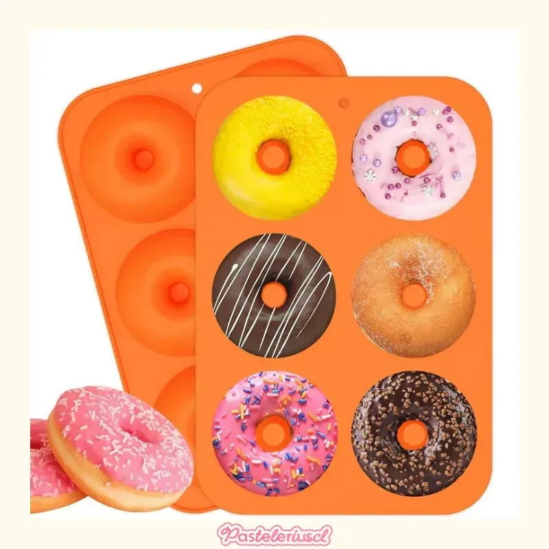 Moldes Silicona Donas Moldes De Silicona Donuts Molde Dona Bandeja De Silicona Apta Para Bagels Moldes Antiadherentes De... Naranja
