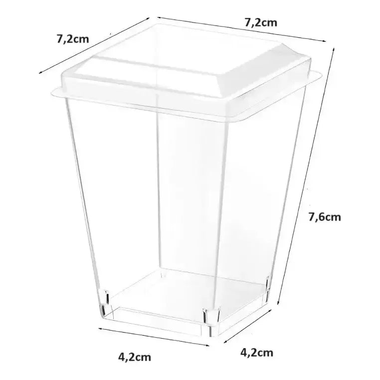 Pack X10 Vasos Para Postres Set De Vasos Shot Postres C/tapa 220ml Vaso Para Dulces Vaso De Dulces Vasos De 220ml Pocillo Para Postre Pasteleriuscl Transparente