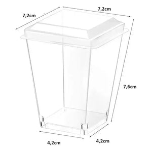 Pack X10 Vasos Para Postres Set De Vasos Shot Postres C/tapa 220ml Vaso Para Dulces Vaso De Dulces Vasos De 220ml Pocillo Para Postre Pasteleriuscl Transparente