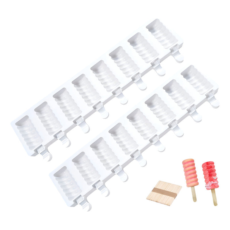 2 Molde Helados Molde Helado Silicona Moldes Paletas Espiral Blanco
