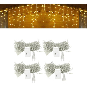 4 Cortina Luces Led Luces Navidad Cascada Luz Guirnalda 3mt Amarillo