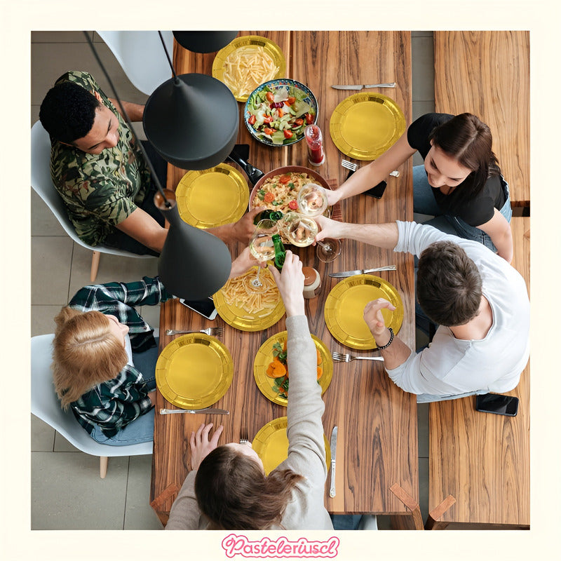 10 Platos Desechables Platos De Papel Platos Cumpleaños 17cm Dorado