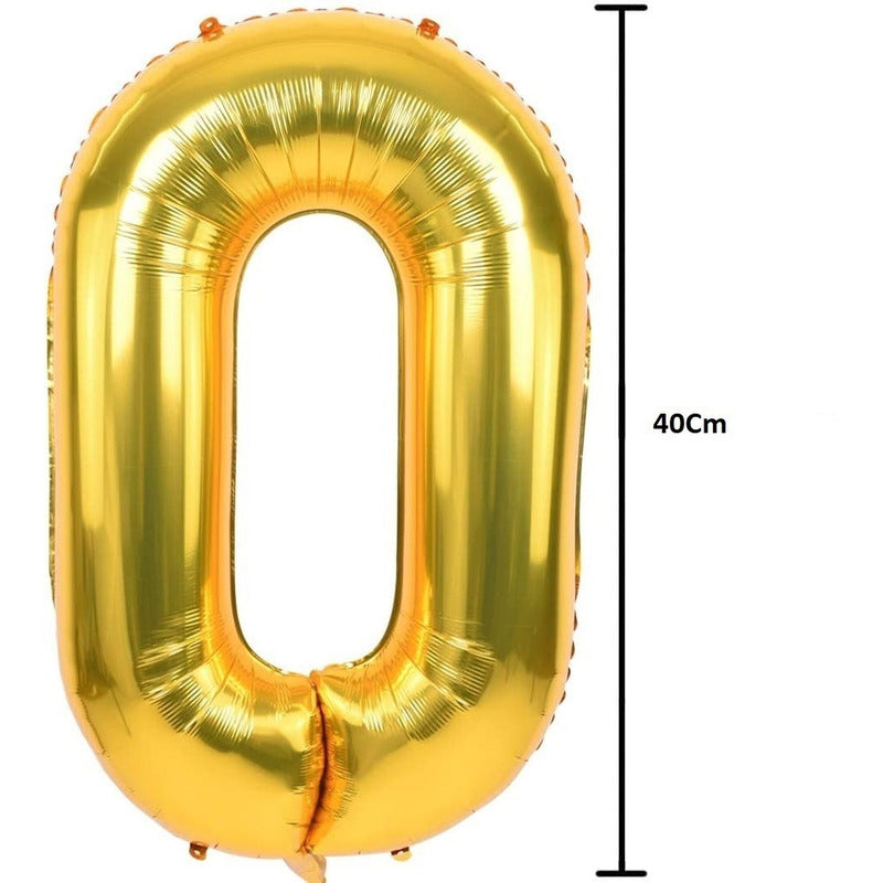 Globo De Numero 0 Globo Decoracion Cumpleaños Globo De 40cm Dorado