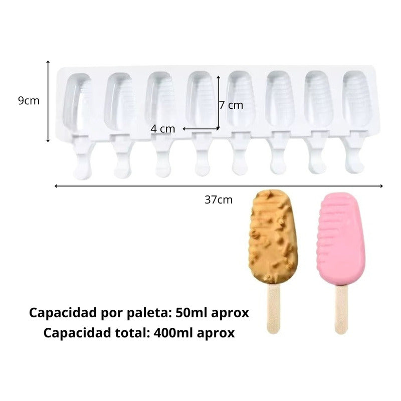X2 Moldes De Silicona Para Helados Molde Helado Mini 8cav Blanco / Molde Helado 8cav