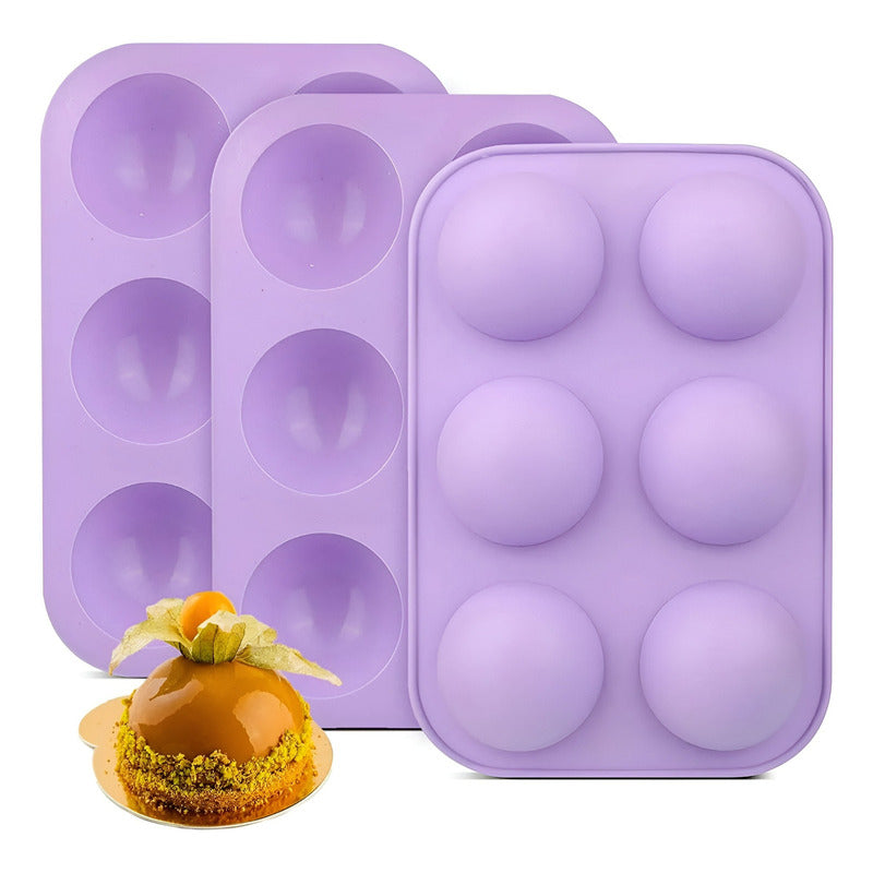 2 Molde Silicona Media Esfera Molde Silicona Media Esfera  Multicolor 6 Cavidades