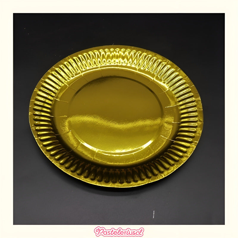 10 Platos Desechables Platos De Papel Platos Cumpleaños 17cm Dorado