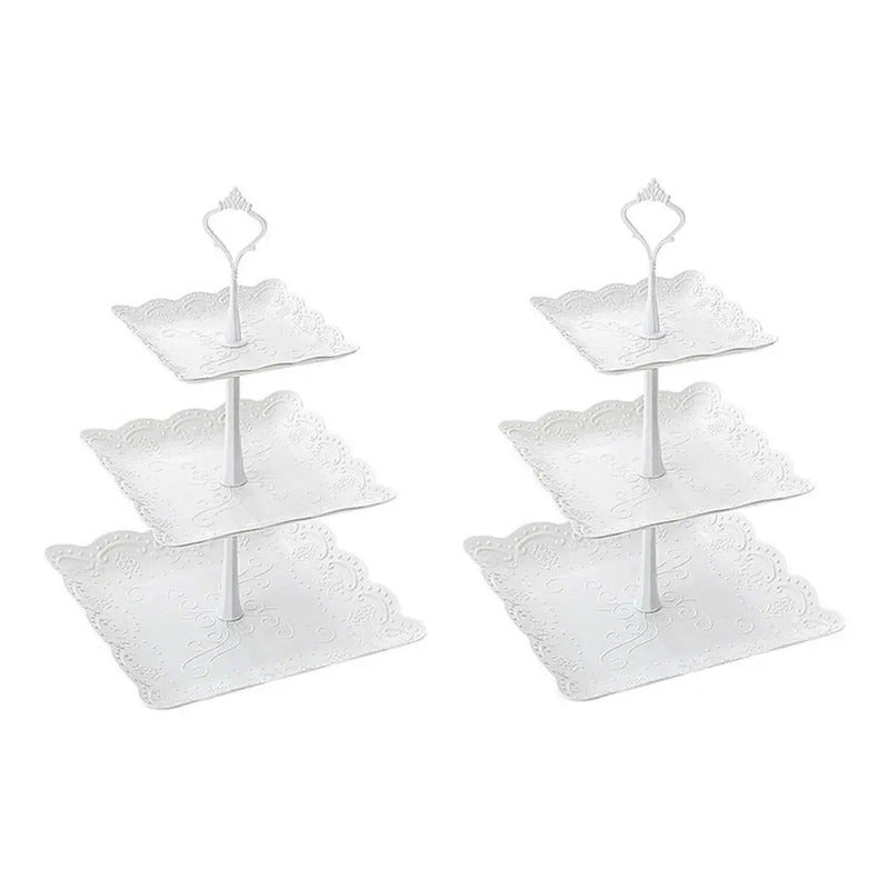 Pack X2 Porta Torta Porta Cupcakes  Torre Porta Cupcake Blanco