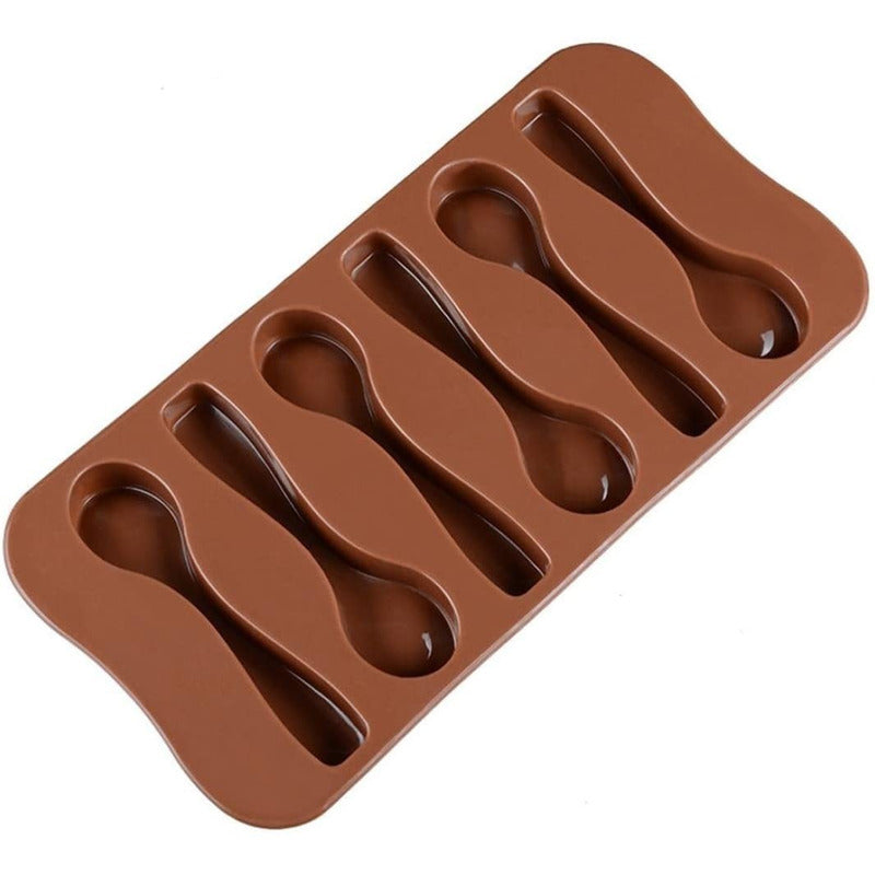 Pack X2 Molde Chocolate Moldes Silicona Chocolate Cucharas - Marrón