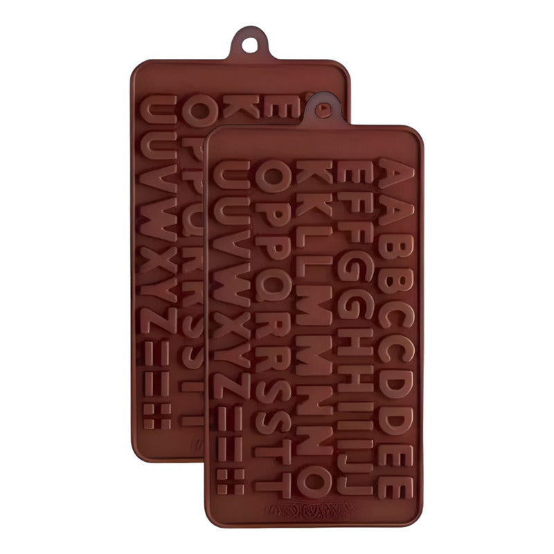 2 Moldes Chocolate Moldes De Silicona Molde Doble Abecedario Marrón Claro