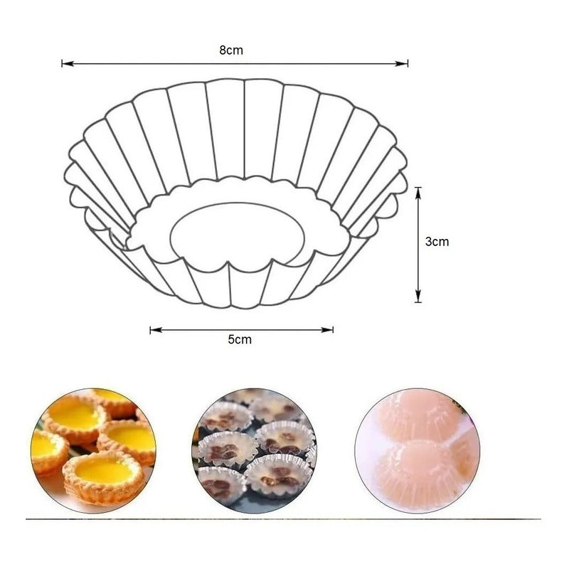 Pack 24 Molde Mini Tartaleta Tarta Moldes Para Reposteria