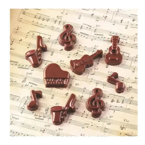 Moldes De Chocolate Moldes Silicona Chocolate Instrumentos Moldes De Silicona Flexibles Instrumentos Musicales Para... Marrón
