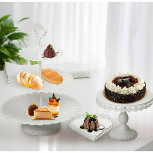 Set 7 Porta Cupcakes Bases Para Tortas Alzadores Candy Bar Blanco / Set 7pcs