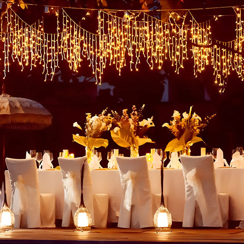 2 Luces Navidad Cortina Luces Led Cascada Luz Guirnalda 3mt Amarillo