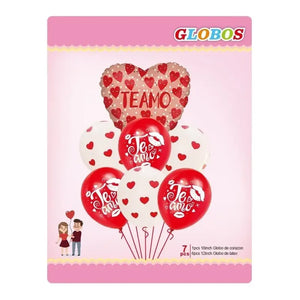 7 Globo Metalico Globo Te Amo Globos De Corazon Globo Amor Pack X7 Globos 101167