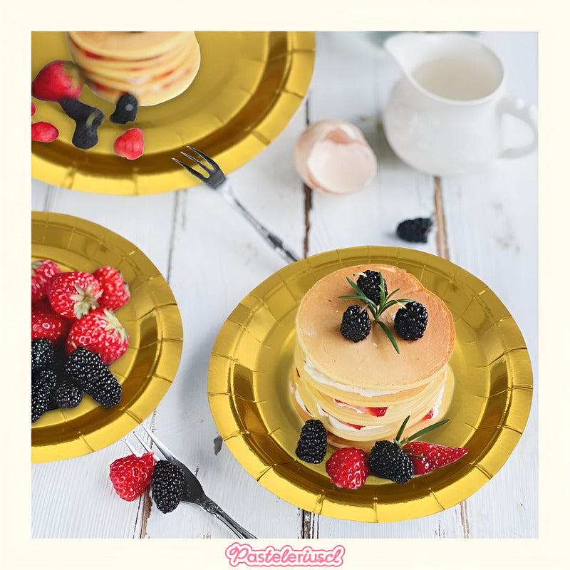 10 Platos Desechables Platos De Papel Platos Cumpleaños 17cm Dorado