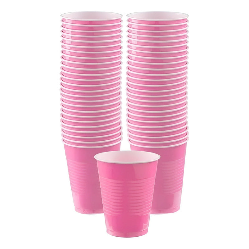 Set Cumpleaños Vasos Servilleta Plato Desechable 20 P/p Rosa Rosa