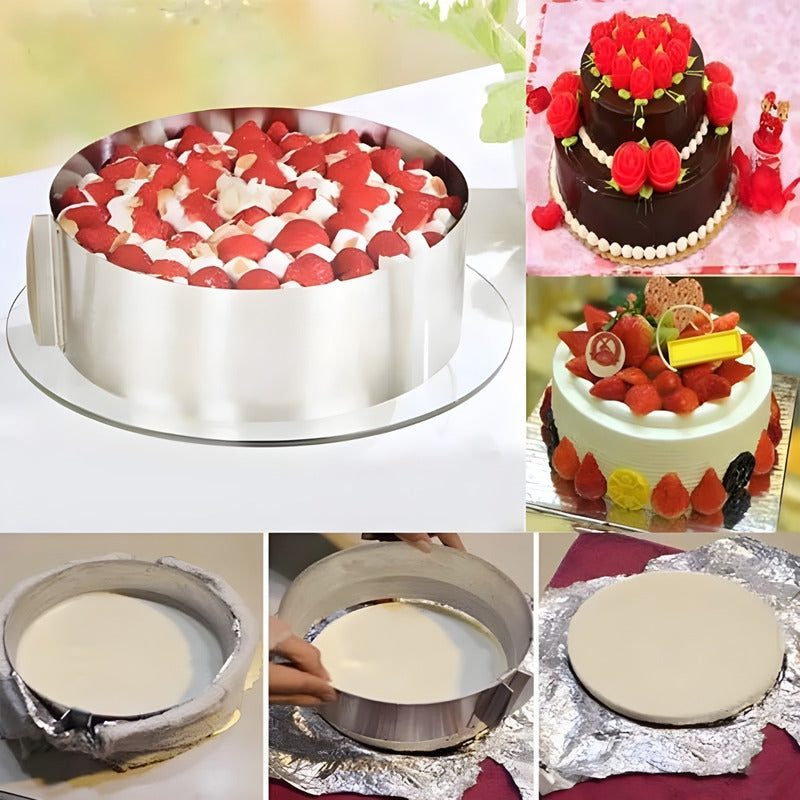 Molde De Torta Moldes Para Tortas Anillo Redondo Ajustable  Gris
