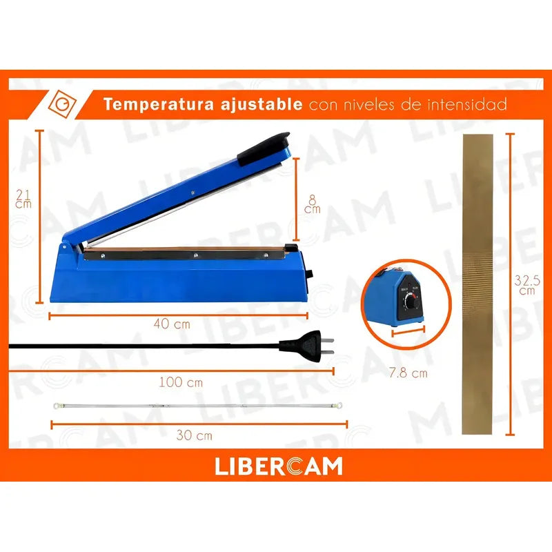 Selladora De Bolsas 30cm Spica Se-30 Regulable 8 Niveles De Temperatura Color Azul