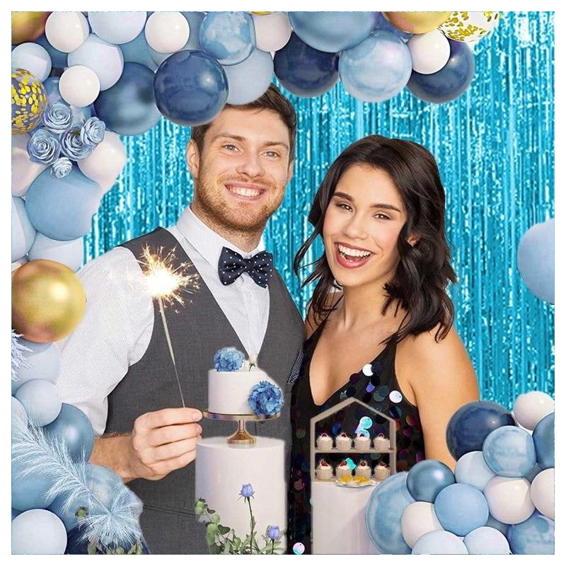 X2 Cortina Guirnalda Cumpleaños Guirnalda Cumpleaños Azul 2m Azul Claro Rectangular