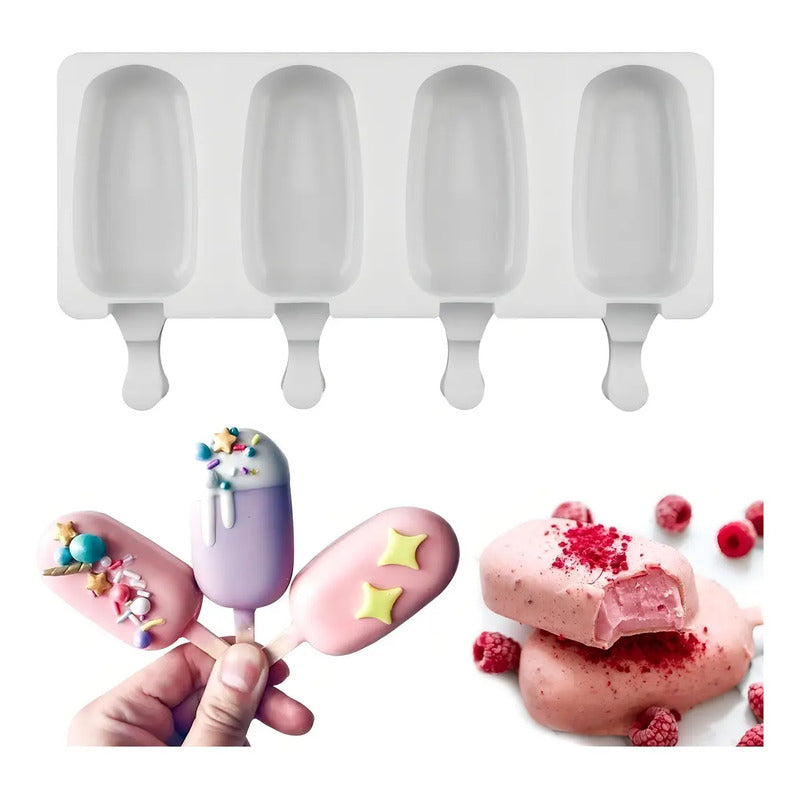 Moldes De Silicona Para Helados Molde Paletas Helado 417 Moldes De Helado Molde Para Helado Molde Helados Molde De... Blanco