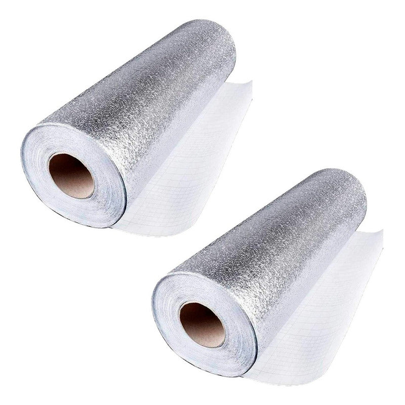 X2 Papel Aluminio Autoadhesivo Papel Mural Cocina Laminas 3m Gris
