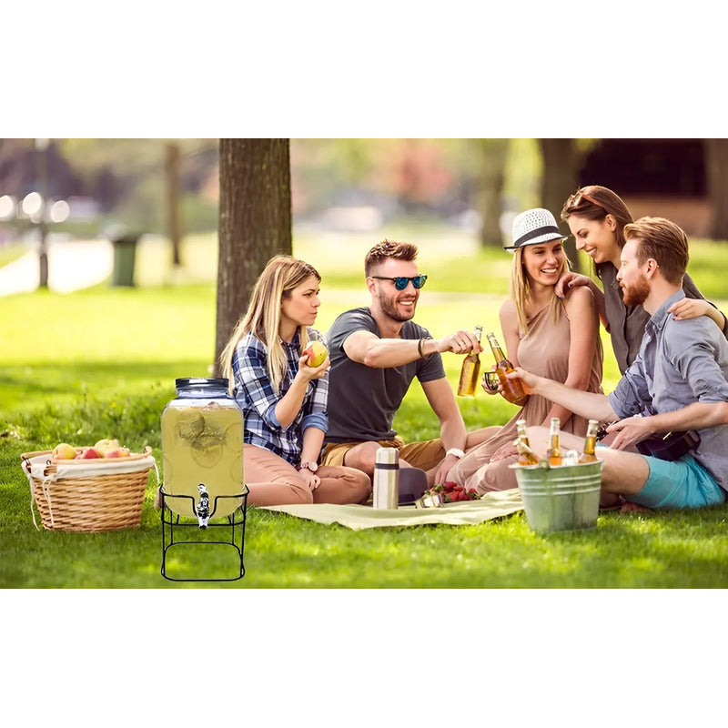 Dispensador Bebidas Con Atril Dispensador De Jugos Jarra 4l Color Transparente / Dispensador Cuadrado 4l