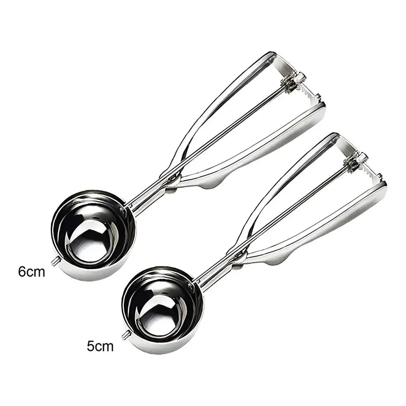 Pack 2 Cucharas De Helado Para Hacer Bolas De Helado 5cm Y 6cm Cuchara Cucharas Para Hornear Cucharadas Para Helado Con Liberación De Gatillo Juego De Cucharas Acero Inoxidable Pasteleriuscl Gris