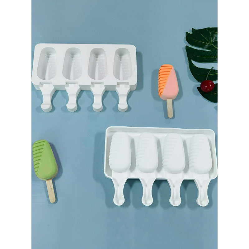 Pack X4 Moldes De Silicona Para Helados Molde Helado Paletas Blanco.