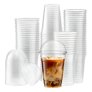 100 Vaso Desechable Plastico Vaso Con Tapa Domo Con Hoyo 16oz Vasos Plasticos Desechables Vasos Para Bebidas Juego De... Transparente