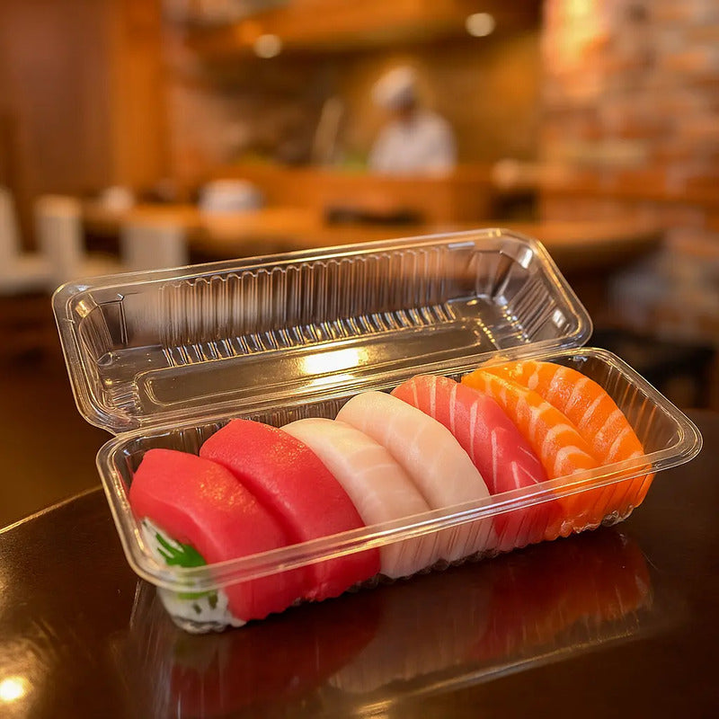 200 Envases Para Sushi Bandeja Plastica Transparente 2 Rolls Envase Plástico Transparente Para Sushi Con Tapa Dura Bandejas Desechables Para Delivery Y Restaurante Contenedor Para Comida Pasteleriuscl