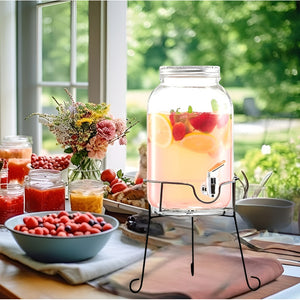 Jarro De Vidrio Dispensador De Bebidas Con Atril Jarros 4l
