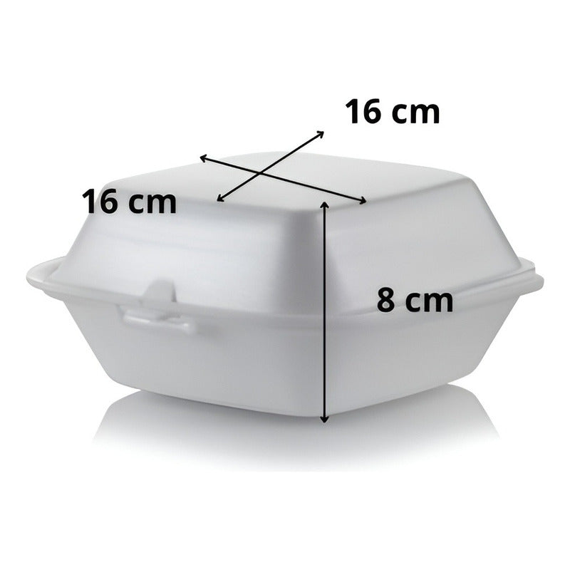 Set X50 Envases De Plumavit Para Comida Envase Hamburguesas Blanco