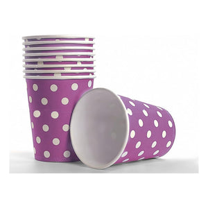 10 Vasos Desechables Decoración Vaso Cumpleaños Morado Lunar