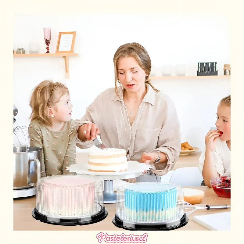 50 Bandejas Para Tortas Porta Cupcakes Soporte Torta 22x13cm Envases Con Tapas De Cúpula Contenedores Desechables De Plástico Soportes Redondos Para Pasteles Bandejas Transparentes Pasteleriuscl Negro