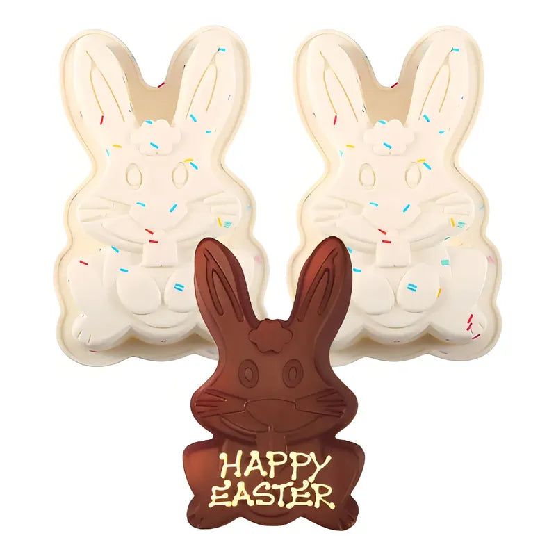 Set 2 Molde Conejo De Pascua Molde Silicona Molde Chocolate Molde De Silicona Para Pastel De Conejo De Pascua Decoración De Pasteles De Conejo Molde De Conejo Grande 3d Pasteleriuscl Blanco