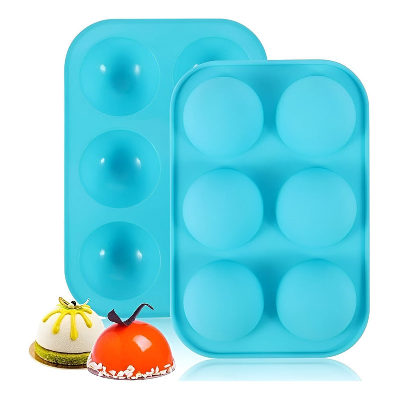 2 Molde Silicona Media Esfera Molde Silicona Media Esfera  Multicolor 6 Cavidades