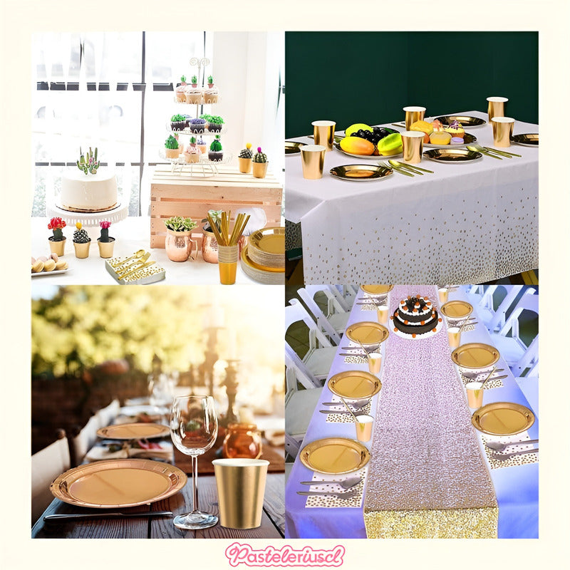 10 Platos Desechables Platos De Papel Platos Cumpleaños 17cm Dorado