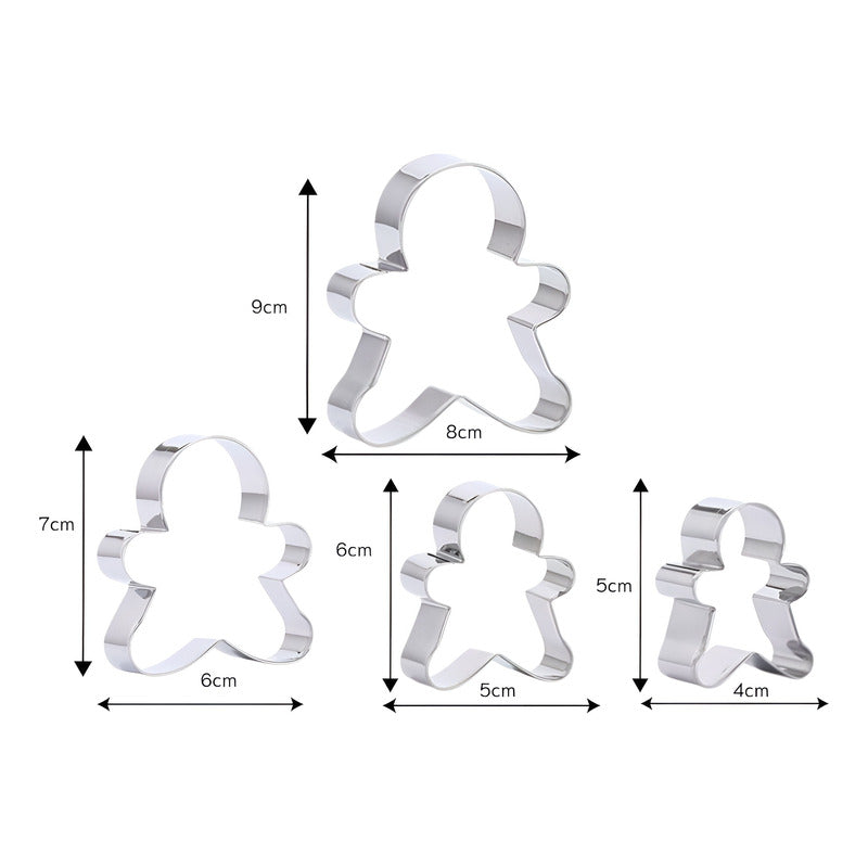 Set 4 Cortador Galletas Navidad Molde Galleta De Jengibre Plateado / Cortador Galletas Jengibre 4pcs