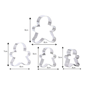 Moldes De Galletas Navideñas Molde Galleta De Jengibre 4pcs Plateado / Cortador Galletas Jengibre 4pcs