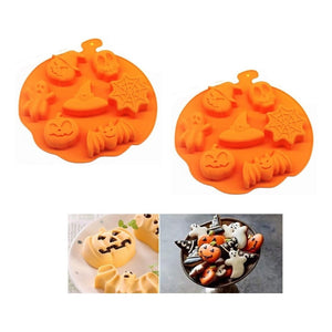 X2 Moldes Halloween Moldes Silicona Halloween De Calabaza 7 Pack X2 Naranja 7 Figuras Calabaza