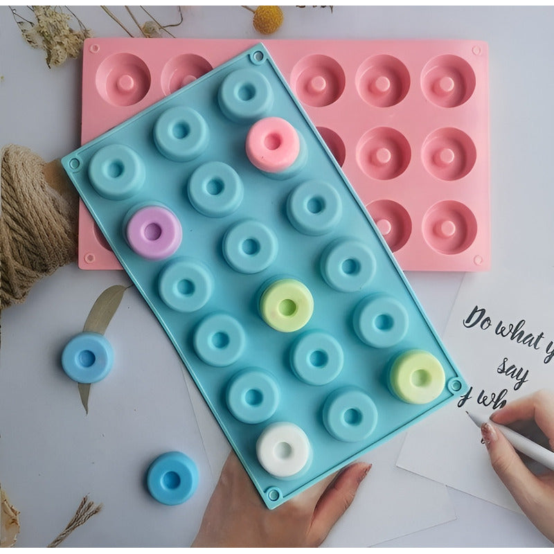 2 Moldes Reposteria Molde Silicona Molde Mini Donuts 18cav Multicolor / Molde Mini Donas 18cav