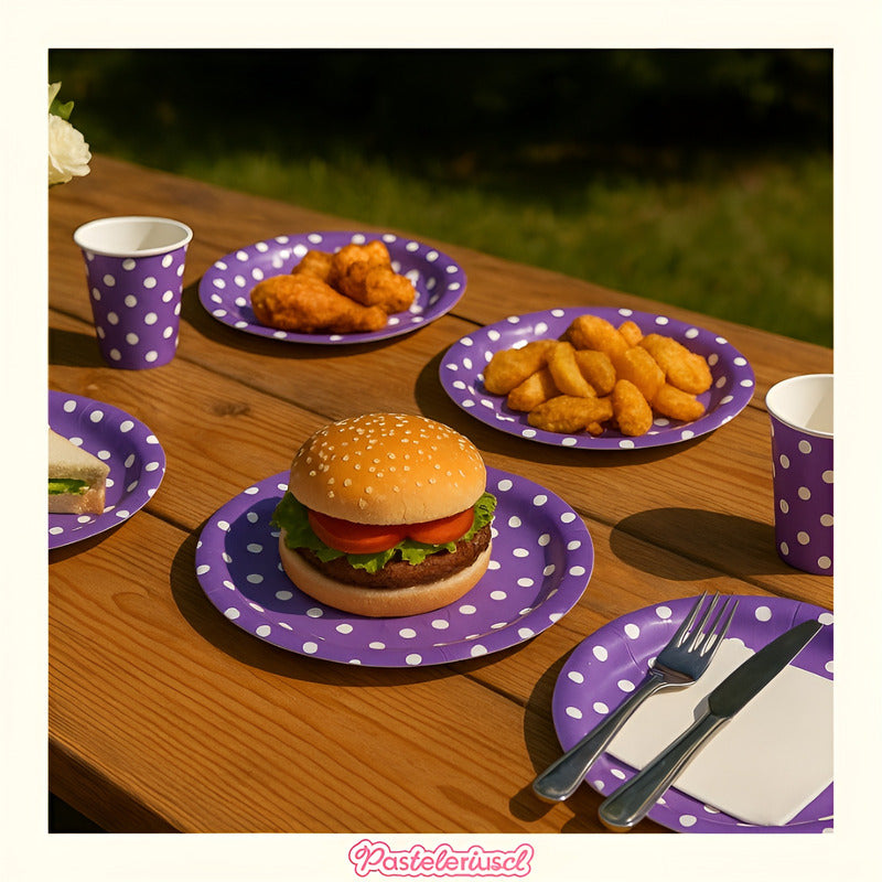 10 Platos De Papel Platos Cumpleaños Platos Desechables 23cm Violeta