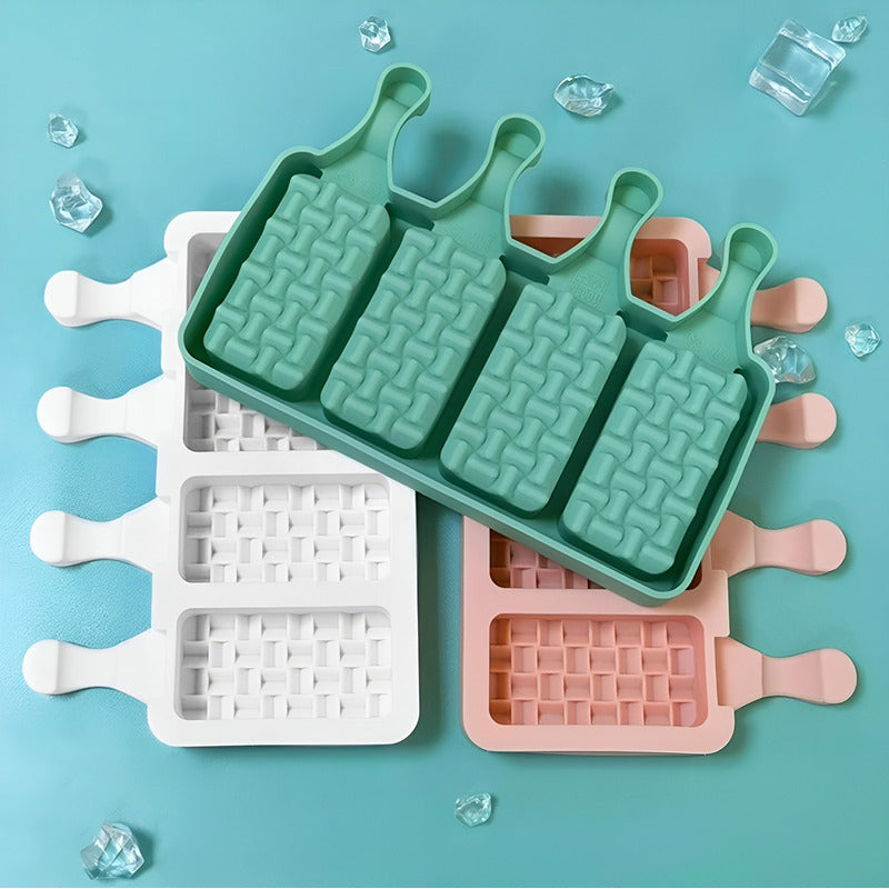 Set X4 Moldes De Silicona Reposteria Molde Helados Paleta 4c Blanco
