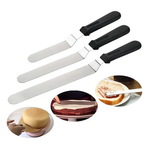 Set De 3 Espátulas Curvas De Acero Inoxidable Para Repostería Y Glaseado