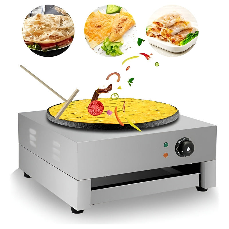 Maquina Para Panqueques Panquequera Electrica Crepera 3000w Plateado