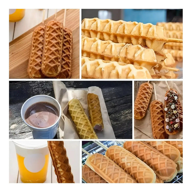 Wafleras Con Formas Hot Dog Maker Maquina Para Waffles 1550w Máquina Comercial Antiadherente Para Banderines Máquina Para Hacer Waffles De Corn Dogs Plancha De Gofres Para Cafetería Pasteleriuscl