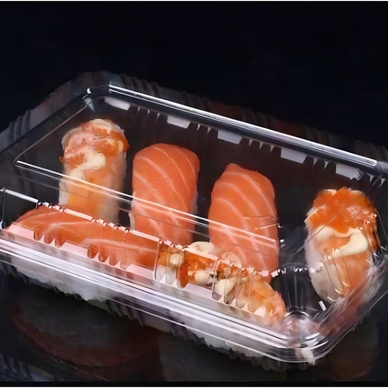 140 Bandejas Plastica Para Sushi Envase Transparente 3 Rolls Transparente/ Envase Para Sushi 3 Rolls